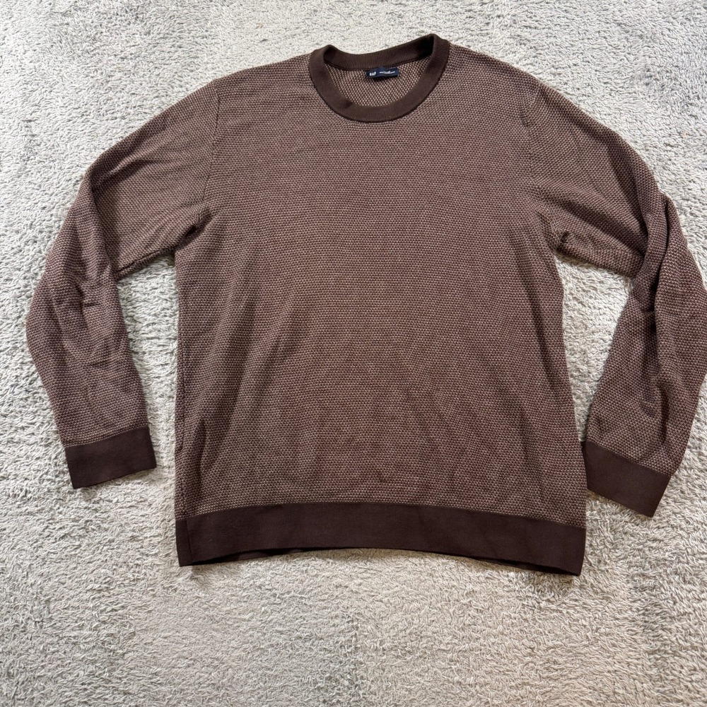 Gap Sweater Mens Large Brown Crew Neck Textured Knit Pullover Casual